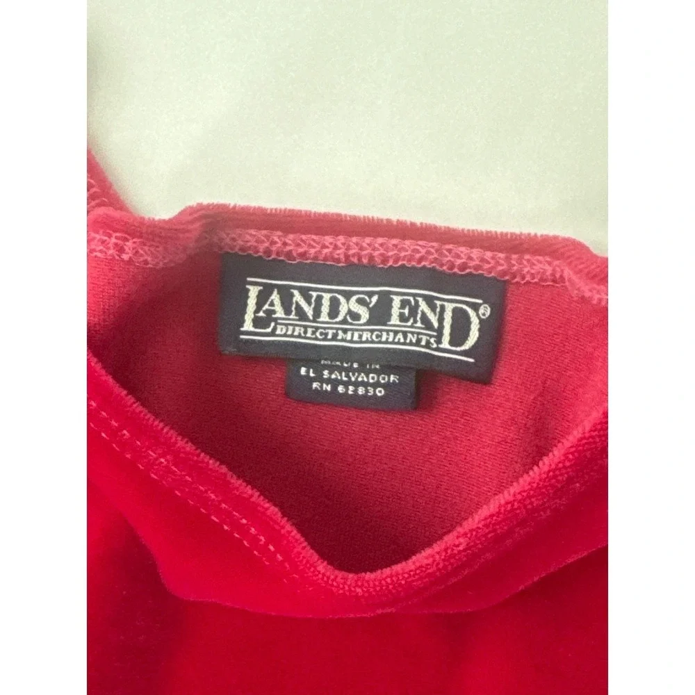 Lands' End Girls Red Velvet Long Sleeve Empire Waist Holiday Dress Size 10